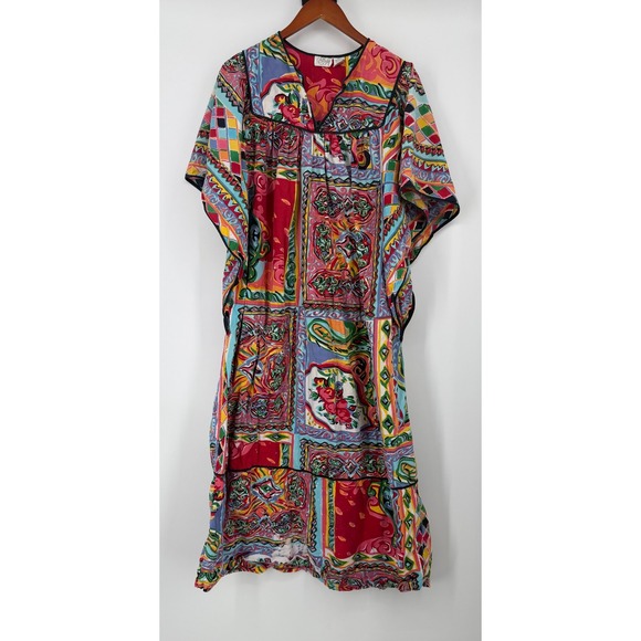 Go Softly Patio Dresses & Skirts - Go Softly Womens Patio Dress Cotton One Size Colorful Summer Floral Relax